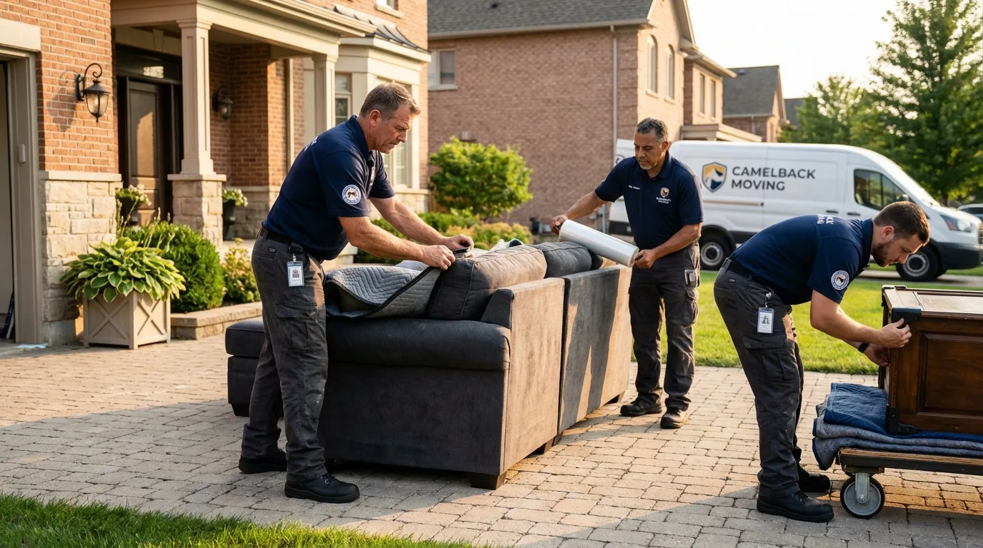 Large estate moving crew wrapping furniture in Mullins, SC